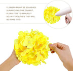Auihiay 64pcs Hydrangea Artificial Flowers, Yellow Silk Hydrangea Heads with Stems, Hydrangea Flowers for DIY Wedding Centerpiece Baby Shower Home Party Decor (Yellow)