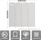 6 Panel Room Divider,6Ft Folding Privacy Screen,Tall - Extra Wide Foldable Panel Partition Wall Divider with Diamond Double-Weaved Hand-Woven Design Room Screen Divider