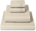 Mellanni King Sheets Set - 4 PC Iconic Collection Bedding - Hotel Luxury, Extra Soft, Cooling Bed Sheets - Wrinkle, Fade, Stain Resistant (King, Beige)