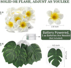 RECUTMS Monstera Leaf String Lights Artificial Foam Plumeria Tropical Palm Leaves Flower 40 LED Battery Operated Fairy Light Hawaiian Luau Beach Party Summer Decorations Outdoor Indoor(White+Green)