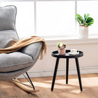 Apicizon Black Round Side Table Set of 2, Tray Nightstand Sofa Coffee End Table for Living Room, Bedroom, Small Spaces, Easy Assembly Bedside Table, 15 x 18 Inches, Black