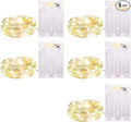 5 Pack Fairy Lights Battery Operated, 7 Feet 20 Led String Lights with Timer, Waterproof Firefly Lights on Silver Wire for Home Party Wedding Christmas Decorations, 6 Hours on/18 Hours Off, Warm White