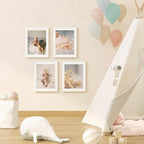 KINLINK 9x12 Kids Art Frames Set of 2, Solid Wood Kids Artwork Frames Changeable with Acrylic Front Opening Holds 150 Pictures, Art Frame for Kids Artwork with Mat or without Mat, White