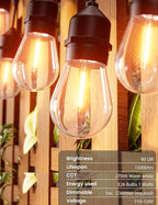 Svater Outdoor String Lights Led 105FT, Commercial Grade Patio Light with 1W Dimmable S14 Shatterproof Bulbs, ETL Listed Heavy-Duty Outside Waterproof Cafe Bistro Market Lighting Warm White