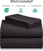 LuxClub 4 PC Full Sheet Set, Breathable Luxury Bed Sheets, Deep Pockets Wrinkle Free Cooling Bed Sheets Machine Washable Hotel Bedding Silky Soft - Black Full
