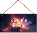 Personalized Universe Nebula Themed Sign For Kids Room Stars Nursery Door Decor,Custom Name Outer Space Wall Art Decor Decorative Plate for Boys Bedroom Girls Room Little Man Cave