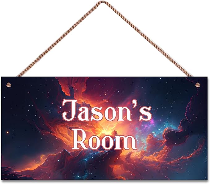 Personalized Universe Nebula Themed Sign For Kids Room Stars Nursery Door Decor,Custom Name Outer Space Wall Art Decor Decorative Plate for Boys Bedroom Girls Room Little Man Cave