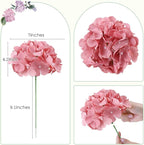 AVIVIHO Dusty Rose Hydrangea Silk Flowers Heads Pack of 10 Dusty Rose Fullness Hydrangea Flowers Artificial with Stems for Wedding Home Party Shop Baby Shower Decoration