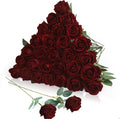 30pcs Fake Roses Artificial Silk Flowers Long Stems Bouquet for Wedding Bridal Shower Party Home Decoration(Wine Red)
