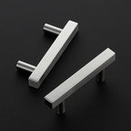 Ravinte Brushed Nickel Cabinet Handles 5 Pack 2-1/2 inch Satin Nickel Square Cabinet Pulls Silver Hardware for Kitchen Cabinets 4 inch Overall Length Stainless Steel Drawer Pulls