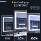 LED Bathroom Mirror 24"x 32", Backlit Bathroom Mirror with Lights,Stepless Dimmable,Anti-Fog, Shatter-Proof, Memory, 3 Colors Lighted Vanity Mirror (Horizontal/Vertical)