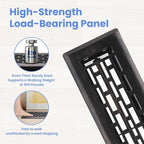 2x10 Inches 4 Pack Heavy Duty Walkable Floor Register - Easy Adjust Air Supply Lever Decorative Floor Vent Covers, Boston Design Vent Covers for Home - Oil Rubbed Bronze