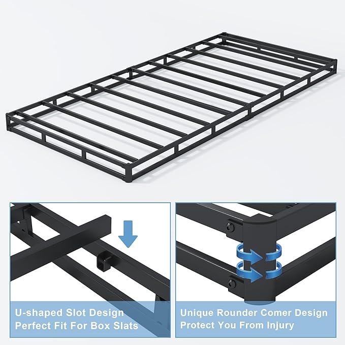 3 Inch Low Profile Box Spring Twin XL for Twin XL Bed,Heavy Duty Mattress Foundation,Metal Bed Base,Non Slip/Easy Assembly