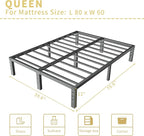 ALDRICH 12 Inch Metal Bed Frame Queen Size - Double Black Basic Steel Slats Platform, Easy Assembly Heavy Duty Noise Free Bedframes, No Box Spring Needed
