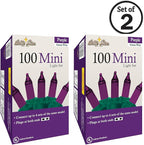 Brite Star 100 Count Mini String Christmas Lights, Purple - 22 feet Indoor/Outdoor Christmas Tree Lights with Green Wire (Set of 2)