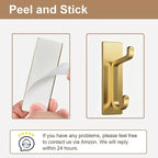 pickpiff Wall Hooks for Coat and Towel: 13LB Adhesive Door Hanger Stick on, Brushed Gold