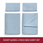 Mellanni RV Short Queen Sheets - 4 PC Iconic Collection Bedding - Hotel Luxury, Extra Soft, Cooling Bed Sheets - Deep Pocket up to 10 inch (RV/Short Queen, Blue Hydrangea)