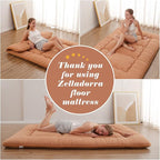 Japanese Floor Mattress, Futon Mattress with Portable Storage Bag and Washable Cover, Roll Up Thick Tatami Mat Suitable for Camping, Guest Room, Light Coffee, Twin