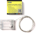 30 LEDs Warm White Color String Lights Silver Wire Indoor and Outdoor 9.5 Feet Firefly Starry Fairy Lights Battery Powered for DIY, Christmas, Holidays, Party, Bedroom and Centerpieces