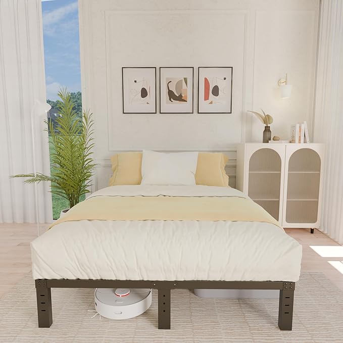 ALDRICH 10 Inch Metal King Size Bed Frame - Double Black Basic Steel Slats Platform, Easy Assembly Heavy Duty Noise Free Bedframes, No Box Spring Needed