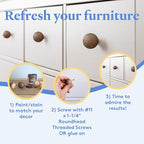 Wood Knobs, 1.5 Inch Round Natural Wood Drawer Pulls, Pack of 50 Unfinished Wooden Drawer Knobs, Ball Shaped Wood Cabinet Knobs, Nursery Dresser Knobs, Wood Door Knobs and Crafts