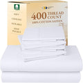 California Design Den 6 Pc King Size Sheet Set with 4 Pillowcases - Soft 400 Thread Count 100% Cotton Sheets, Sateen, Deep Pockets with All Around Elastic, Cool & Durable Bedding Set - White