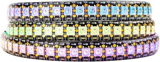 BTF-LIGHTING WS2812B IC RGB 5050SMD Pure Gold Individual Addressable LED Strip 3.28FT 144LED 144Pixel/m Flexible Full Color IP65 DC5V for DIY Chasing Color Project(No Adapter or Controller)