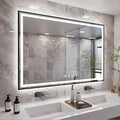 LED Mirror, 60x36 Inch Black Framed Gradient Front and Backlit Bathroom Mirror Black Frame, 3 Colors Dimmable CRI>90, IP54 Enhanced Anti-Fog Wall Mounted Bathroom Vanity Mirror
