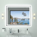 LED Bathroom Mirror 44"x 36", Double Lighting Sources Dimmable, Front and Backlit Bathroom Mirror with Lights, Anti-Fog Lighted Bathroom Vanity Mirror, Tempered Glass (Horizontal/Vertical)