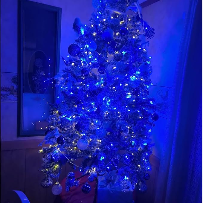 66Ft 200LED Blue Christmas Lights Plug in,Connectable Christmas Tree Lights,8 Modes String Lights Indoor Outdoor for Halloween Tree Party Bedroom Garden Decor (Clear Wire)