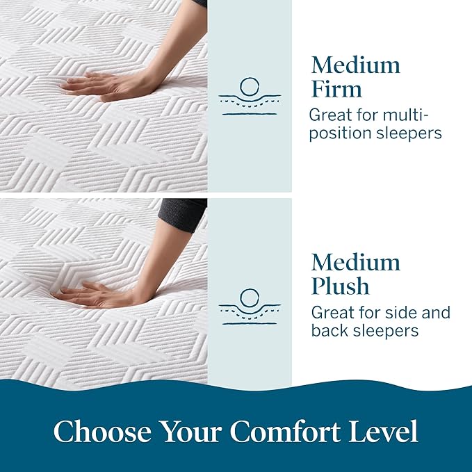 Lucid 14 Inch Memory Foam Mattress - Medium Plush Feel - Infused with Refreshing Bamboo Charcoal and Cooling Gel - Bed in a Box - Temperature Regulating - Pressure Relief - Breathable - Queen Size