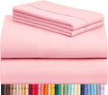 LuxClub 4 PC Sheet Set Bed Sheets Deep Pockets 16" Eco Friendly Wrinkle Free Cooling Machine Washable Hotel Bedding Silky Soft - Baby Pink Queen