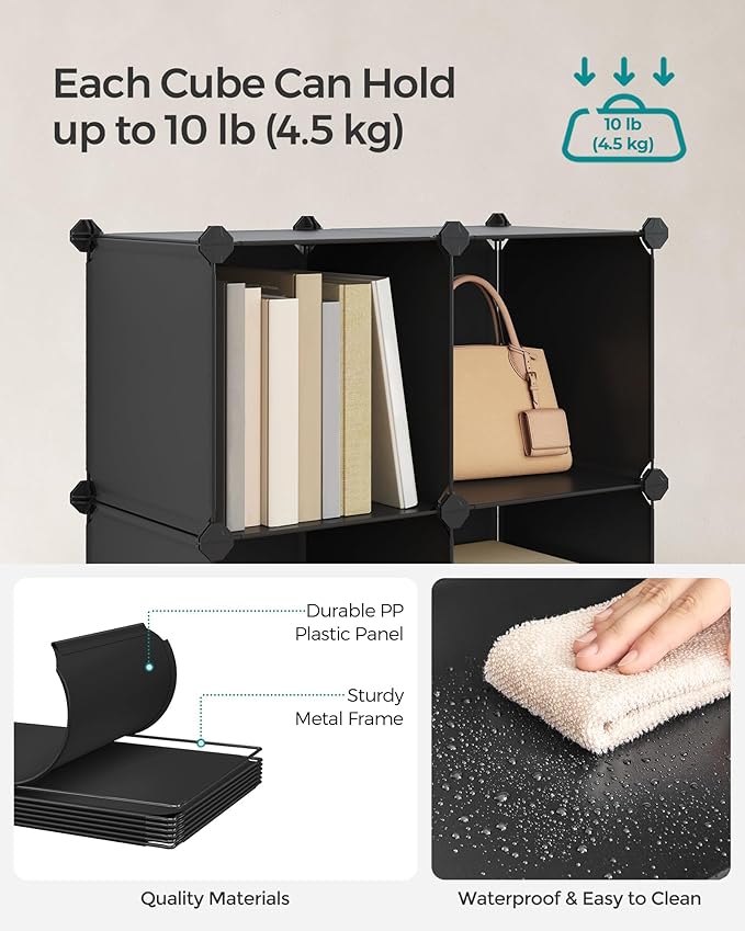 SONGMICS Cube Storage Organizer, 12-Cube Closet Storage Shelves, Modular Bookcase, Black ULPC34HV1