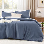 Litanika Comforters Bluish Grey Full Size, 3 Pieces Lightweight Solid Bedding Set & Collections, All Season Fluffy Bed Set (79x90In Comforter & 2 Pillowcases)