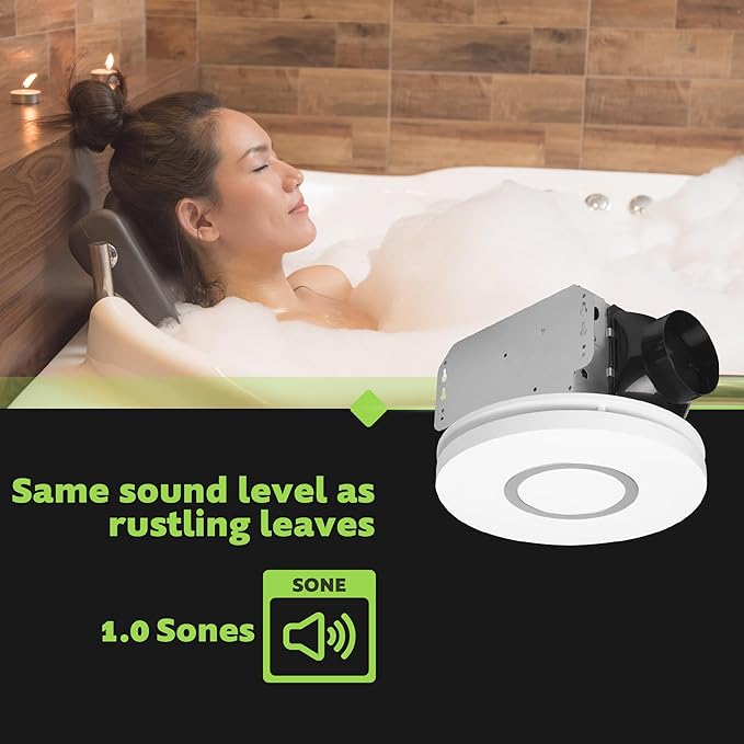 Homewerks 7141-80-RGB Bathroom Fan with Light LED Color Changing and Dimmable, SmartVent Humidity Sensing Ventilation Fan with Remote, 80 CFM 1.0 Sones