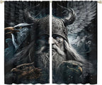 Fantasy Norse Viking Curtains for Bedroom - Cool Gothic Vintage Vikings Mystical Symbol Eagle Window Treatment,Energy Saving Thermal Insulated Rod Pocket Bedroom Blackout Curtains 2 Panels 63L x 36W