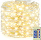 Decute 300LED Christmas Tree String Lights 99FT Silver Wire Warm White Dimmable with Remote Control, UL Cerficated Plug in Fairy Lights Decorative for Party Wedding Indoor Outdoor