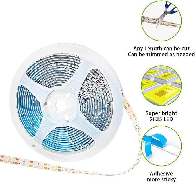 Solar LED Strip Lights Outdoor Waterproof 19.6FT 180 LED White Cuttable Solar Powered Tape Light for Halloween, Outside, Pool, Stair, Driveway, Canopy, Accent Lighting (Upgraded Version)