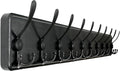 WEBI Coat Rack Wall Mount,38 9/16" Long,10 Tri Hooks for Hanging Coats,16" Hole to Hole,Coat Hooks Wall Mounted Coat Hanger,Wood Hook Rack for Clothes,Jacket,Hats,Rustic Black