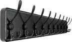 WEBI Coat Rack Wall Mount,38 9/16" Long,10 Tri Hooks for Hanging Coats,16" Hole to Hole,Coat Hooks Wall Mounted Coat Hanger,Wood Hook Rack for Clothes,Jacket,Hats,Rustic Black