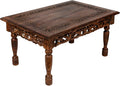 Rectangular Wooden Coffee Table Cutwork Jali Carving, Farmhouse Coffee Table, Rustic Center Table, Mid Century, Rustic and Modern Style Living Room Furniture - 36x24x18 Inch Burnt