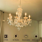 4-Pack E12 Candle Light Bulbs 60W, Dimmable Warm White 2700K Chandelier Light Bulbs for Ceiling Fan or Pendants, CA10 Clear Candelabra Gold Base Bulbs