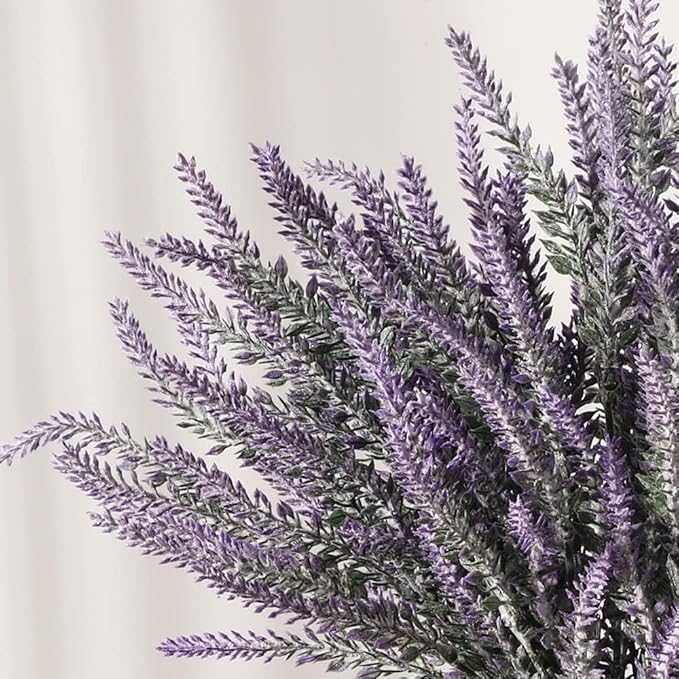 Artificial Lavender Flowers with Vase,Fake Lavender Plant Artificial in Metal Vase for Kitchen Counter Rustic Farmhouse Decor (Heart,Purple)