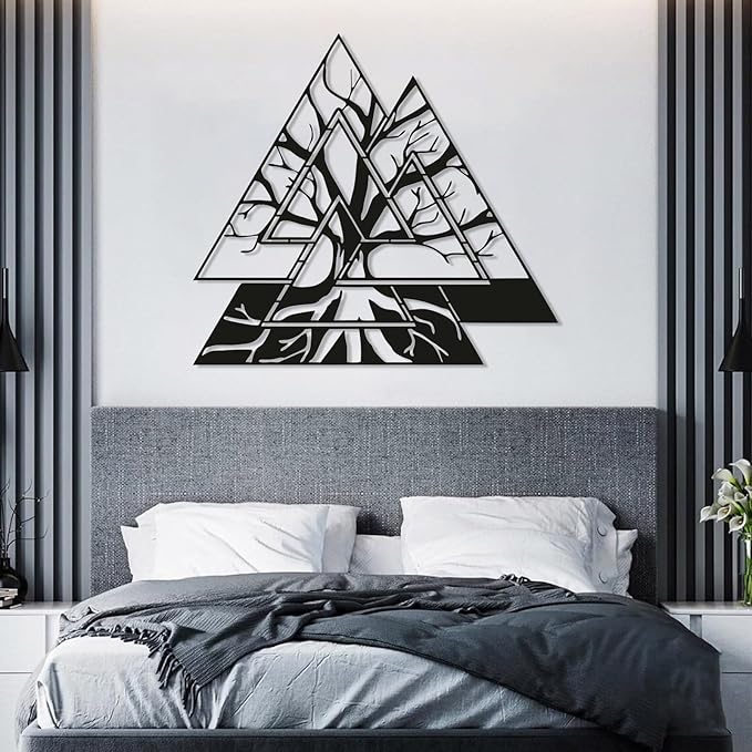 Metal Viking Wall Decor, Tree of Life Metal Wall Art, Norse Viking Decor, Norse Pagan Decor, Pagan Wall Decor, Tree of Life Wall Sculpture, Scandinavian Home Decor, Godly Home Decor (White, 19"x19"|47x47cm)