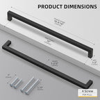 goldenwarm 35 Pack 10 Inch Black Cabinet Handles Matte Black Drawer Pulls Stainless Steel Cabinets Hardware Square Bar Modern for Kitchen Bathroom Cupboard
