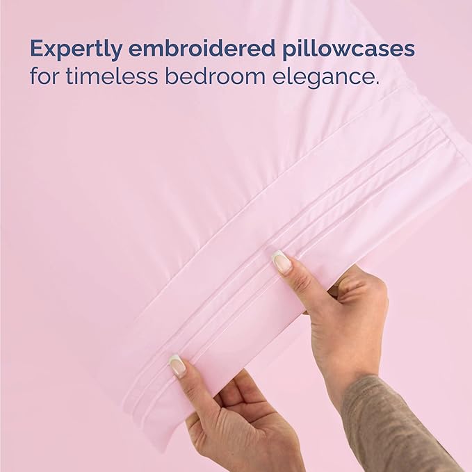 Twin Size 3 Piece Sheet Set - Comfy Breathable & Cooling Bed Sheets Set - Hotel Luxury Bedding for Women, Men, Kids, Teens, Boys & Girls - Deep Pockets, Soft and Wrinkle Free - Oeko-Tex - Light Pink