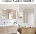 USHOWER 2-Pack Frameless Bathroom Mirror 20X30 Inch, Rectangle Wall Vanity Mirror for Over Sink, Bathroom, Bedroom, Entryway, Polished Edge, Tempered Glass
