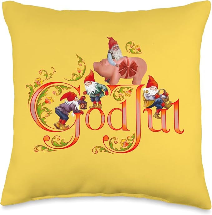 Scandinavian Christmas God Jul Marzipan Pig Throw Pillow