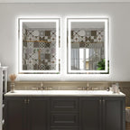 40 x 30 Inch Lighted LED Bathroom Mirror for Wall, Lighted Vanity Mirror for Wall, Dimmable, Anti-Fog, Shatter-Proof, ETL Listed (Front Lights + Backlit)