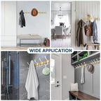 TICONN Wall Mounted Coat Rack, Five Heavy Duty Tri Hooks All Metal Construction for Jacket Coat Hat in Mudroom Entryway (Wood White, 2-Pack)